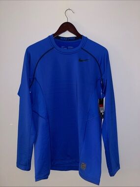 Nike Pro Long Sleeve Hyperwarm Performance Top in Royal Blue